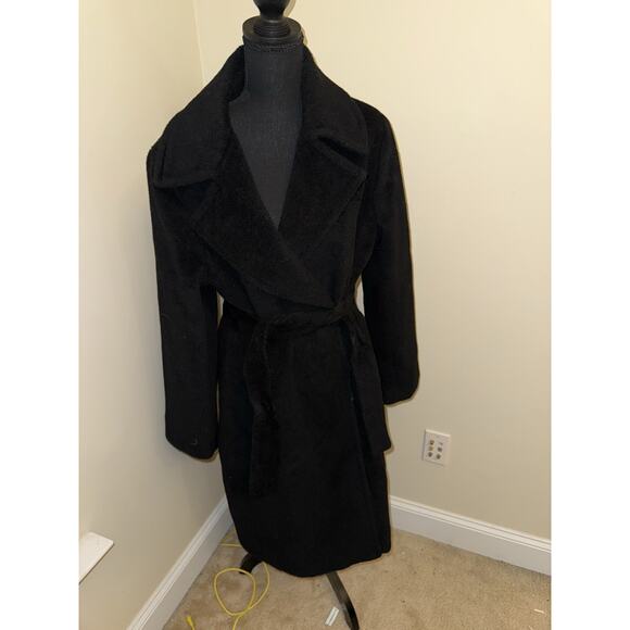 Calvin Klein Wool Angora Gray Belted Coat Petite City Gear P14 - Picture 1 of 8